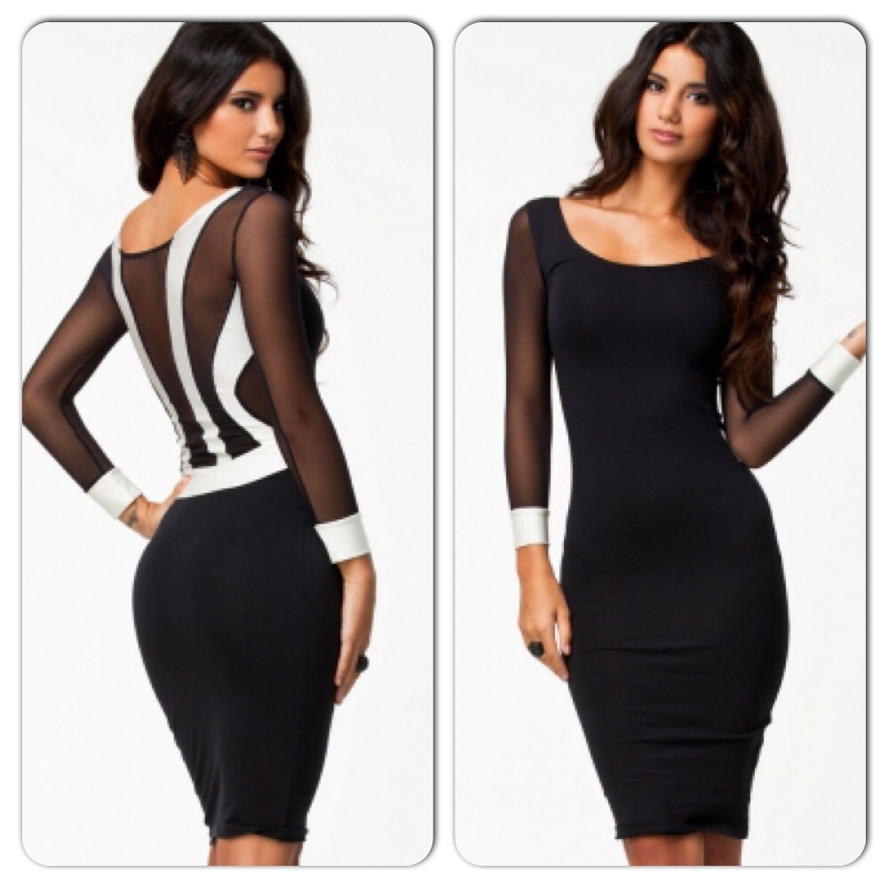 Elegant Black and White Midi Dress